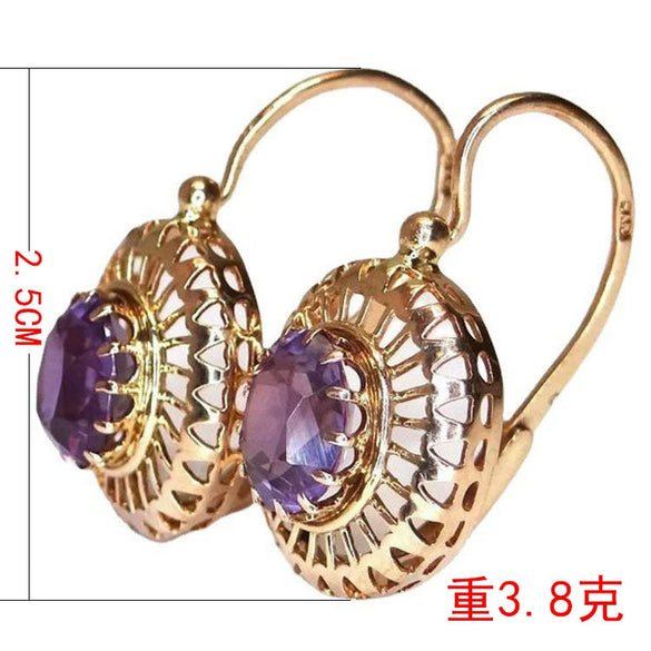 Alloy Zircon Star Flower Earrings With Multilayer Vintage Design And Electroplated Finish