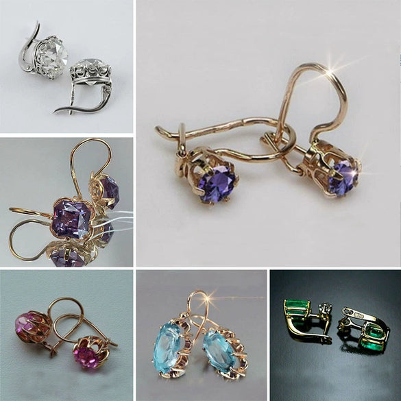 Alloy Zircon Star Flower Earrings With Multilayer Vintage Design And Electroplated Finish