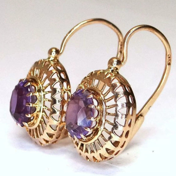 Alloy Zircon Star Flower Earrings With Multilayer Vintage Design And Electroplated Finish