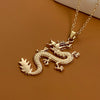 Alloy Zodiac Dragon Pendant Necklace With Electroplating Punk Style Unisex