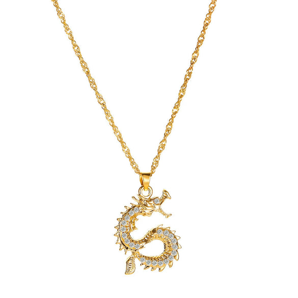 Alloy Zodiac Dragon Pendant Necklace With Electroplating Punk Style Unisex
