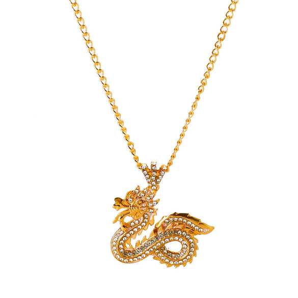 Alloy Zodiac Dragon Pendant Necklace With Electroplating Punk Style Unisex