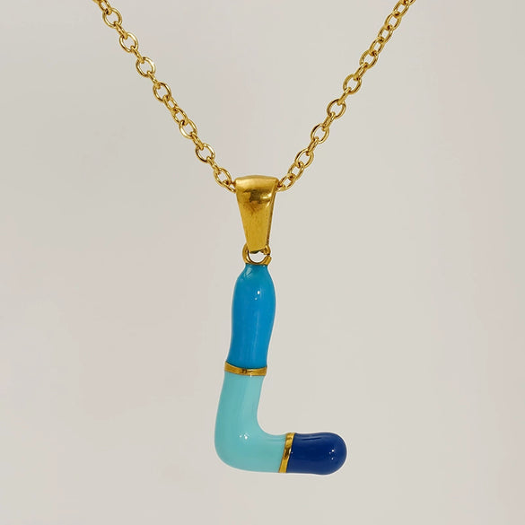 Alphabet 316L Stainless Steel Oil Drop Pendant Necklace Accessories For Women