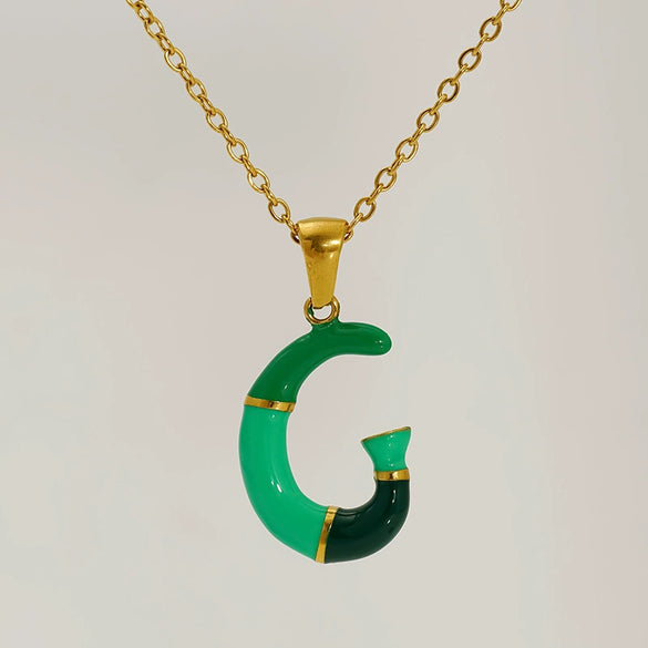 Alphabet 316L Stainless Steel Oil Drop Pendant Necklace Accessories For Women