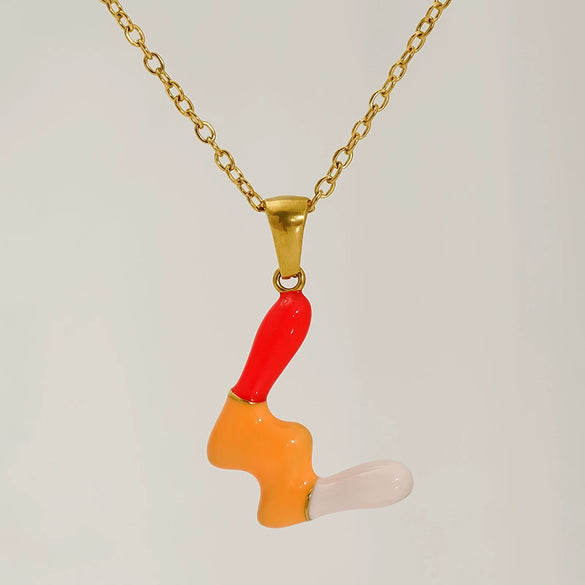 Alphabet 316L Stainless Steel Oil Drop Pendant Necklace Accessories For Women