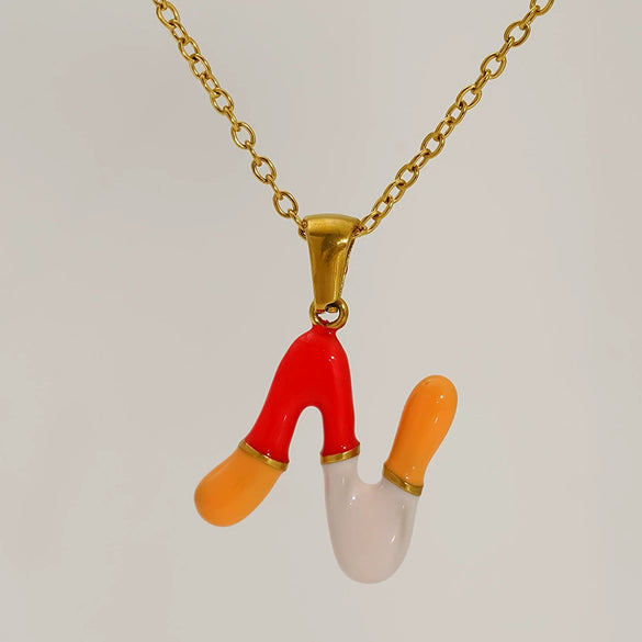 Alphabet 316L Stainless Steel Oil Drop Pendant Necklace Accessories For Women