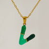 Alphabet 316L Stainless Steel Oil Drop Pendant Necklace Accessories For Women