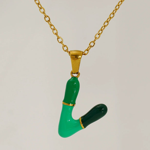 Alphabet 316L Stainless Steel Oil Drop Pendant Necklace Accessories For Women