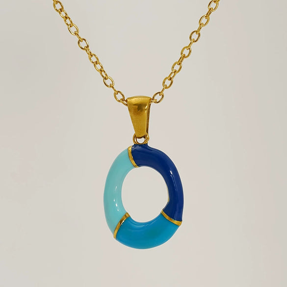 Alphabet 316L Stainless Steel Oil Drop Pendant Necklace Accessories For Women