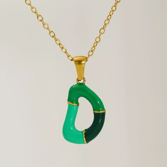 Alphabet 316L Stainless Steel Oil Drop Pendant Necklace Accessories For Women