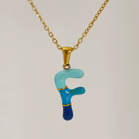 Alphabet 316L Stainless Steel Oil Drop Pendant Necklace Accessories For Women