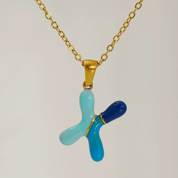 Alphabet 316L Stainless Steel Oil Drop Pendant Necklace Accessories For Women