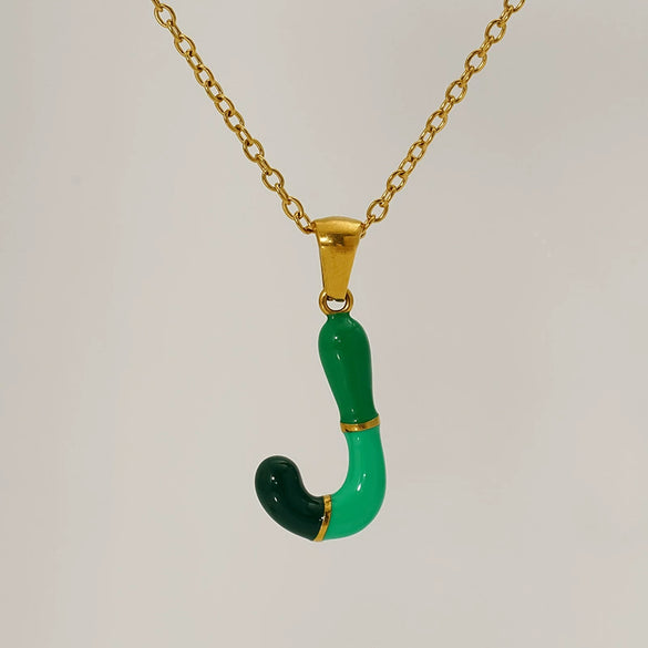 Alphabet 316L Stainless Steel Oil Drop Pendant Necklace Accessories For Women