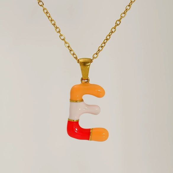 Alphabet 316L Stainless Steel Oil Drop Pendant Necklace Accessories For Women