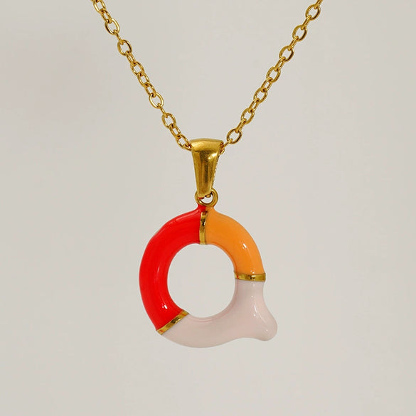 Alphabet 316L Stainless Steel Oil Drop Pendant Necklace Accessories For Women