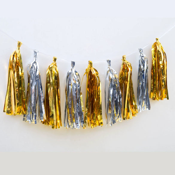 Aluminum Foil Tassel Flower Metal Foil Light Tassel Flag Children's Party Room Decorations