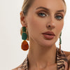 Ambertoned Resin Geometric Stud Earrings With Square And Teardrop Shapes Electroplated Finish And Steel Posts