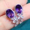 Amethyst Earrings Copper Flowers Style