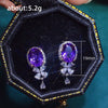 Amethyst Earrings Copper Flowers Style