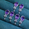 Amethyst Earrings Copper Flowers Style