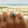 Ancient Silver Tone Turtle Animal Ring With Blue Turquoise Inlay Electroplated Metal Fashion Jewelry For Unisex