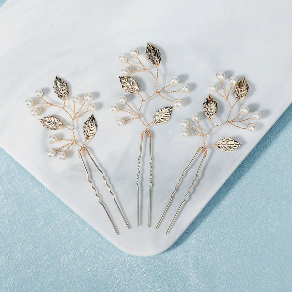 Ancient Style Pearl Drop Shape U Shaped Hair Pin Bridal Updo Headdress Wedding Hair Accessory For Women