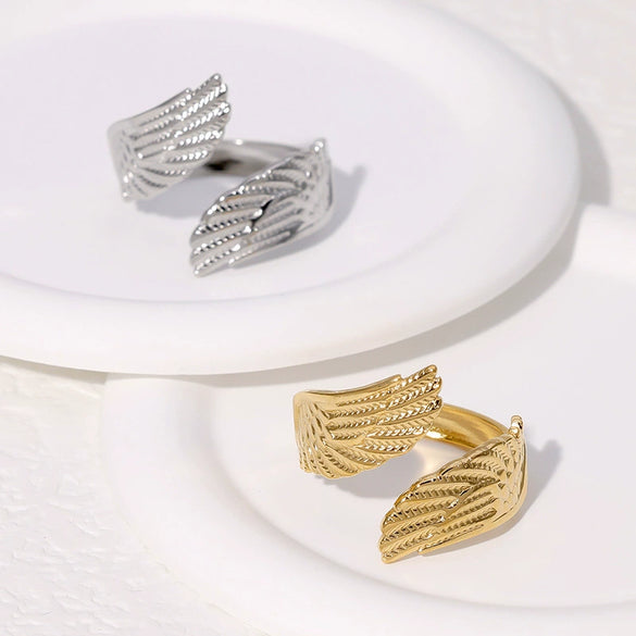 Angel Wings Titanium Steel Ring For Women With Electroplating Treatment Non Fading