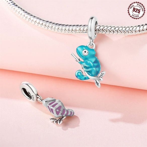 Animal Chameleon Pendant 925 Silver Accessories Dripping Oil Design