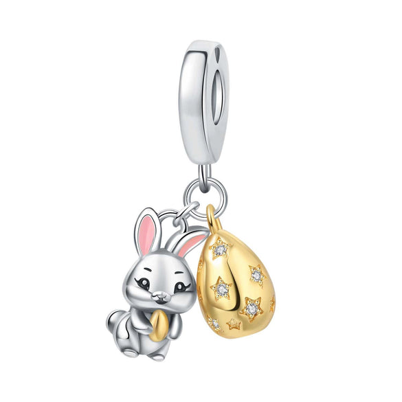 Animal Charm Hanging Bead Jewelry With Bracelet Piece White Copper Silver Plated Dripping Oil