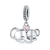 Animal Charm Hanging Bead Jewelry With Bracelet Piece White Copper Silver Plated Dripping Oil