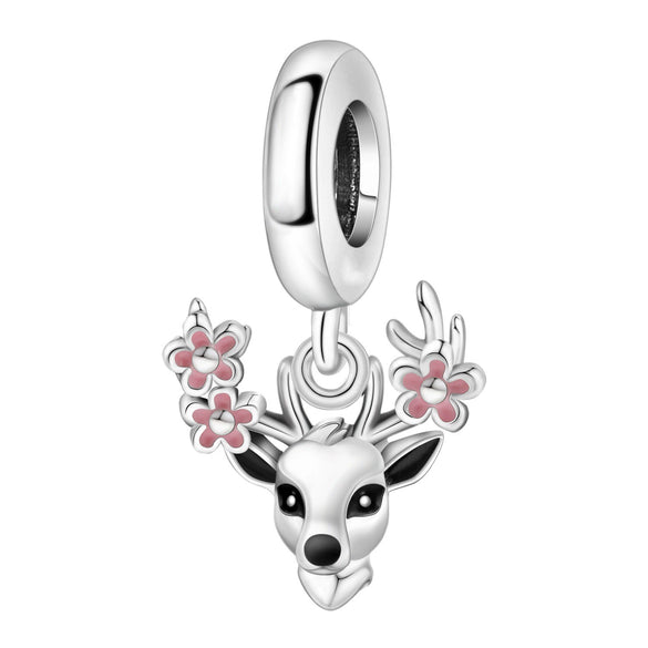 Animal Charm Hanging Bead Jewelry With Bracelet Piece White Copper Silver Plated Dripping Oil