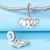 Animal Charm Hanging Bead Jewelry With Bracelet Piece White Copper Silver Plated Dripping Oil