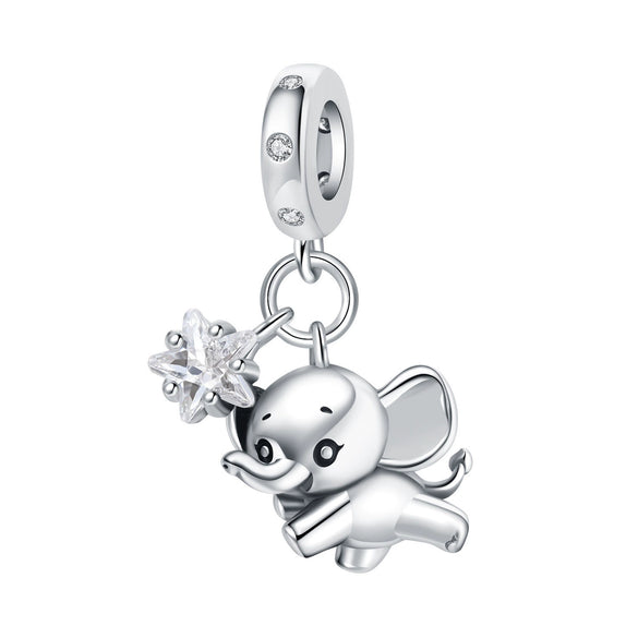 Animal Charm Hanging Bead Jewelry With Bracelet Piece White Copper Silver Plated Dripping Oil