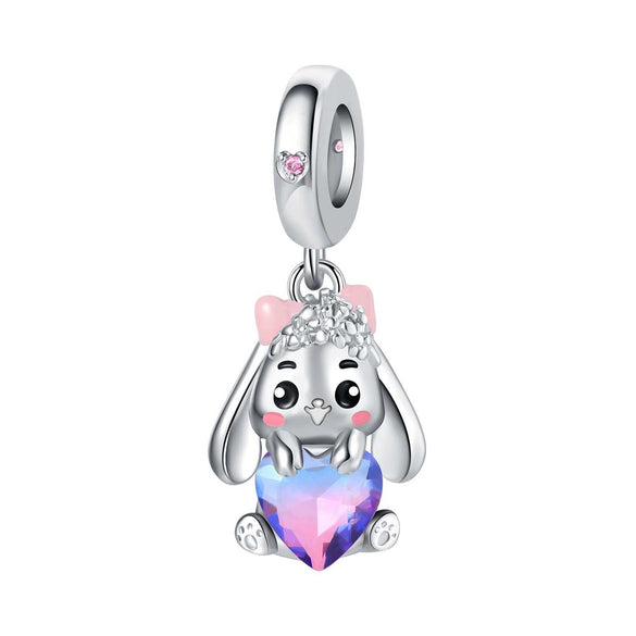 Animal Charm Hanging Bead Jewelry With Bracelet Piece White Copper Silver Plated Dripping Oil