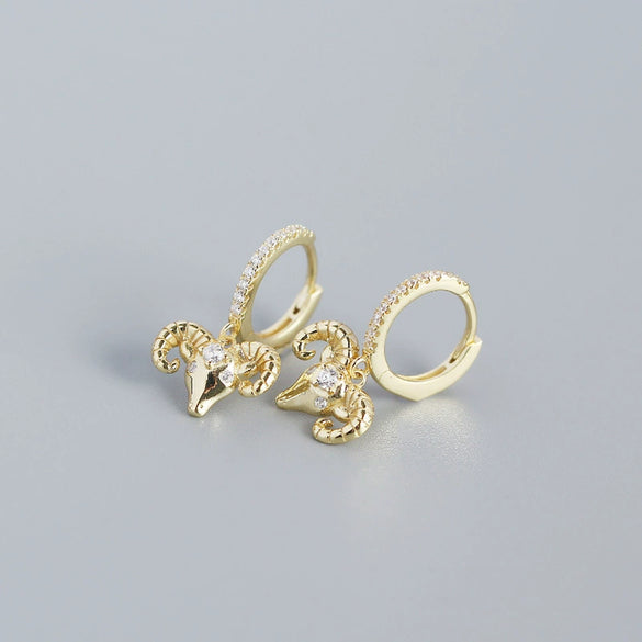 Animal Ear Buckle Sheep Head Diamond S925 Sterling Silver Electroplated Earrings