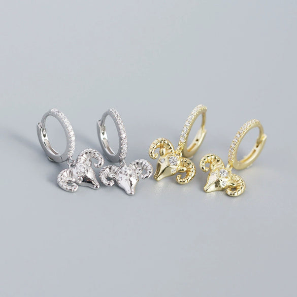 Animal Ear Buckle Sheep Head Diamond S925 Sterling Silver Electroplated Earrings