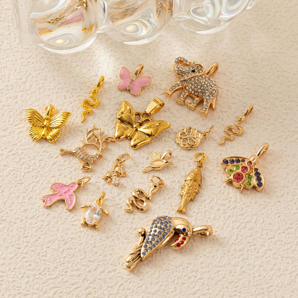 Animal Pendant Necklace Copper Glass Zircon Electroplating