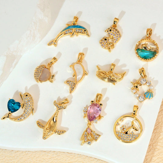 Animal Style Copper Electroplated Sea Life Pendant Necklace Bracelet Earrings Accessories