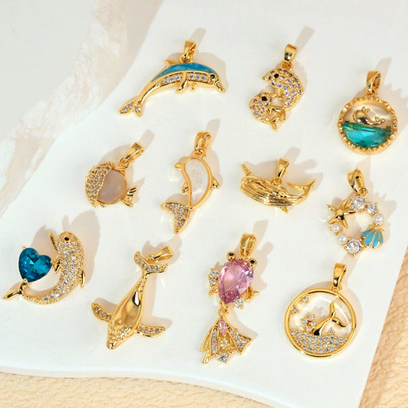 Animal Style Copper Electroplated Sea Life Pendant Necklace Bracelet Earrings Accessories