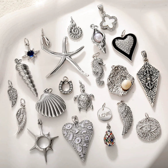 Animal Style Copper Platinum Plated Starfish Conch Love Jewelry Accessories Pendant With Zircon Eyes Turtle Wings Earrings Necklace Pendant