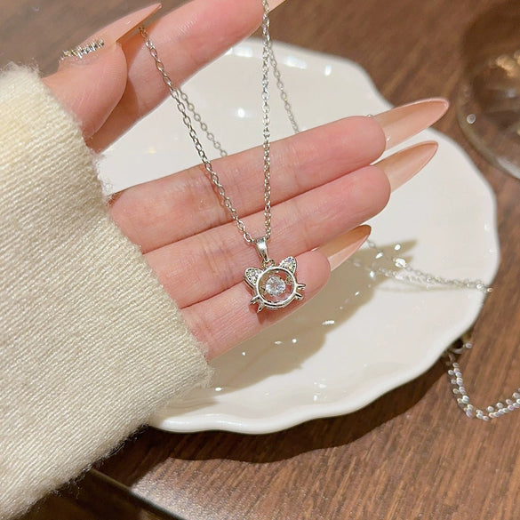 Animal Style Titanium Steel Mixed Gemstone Setting Zirconia Beating Heart Pendant Necklace
