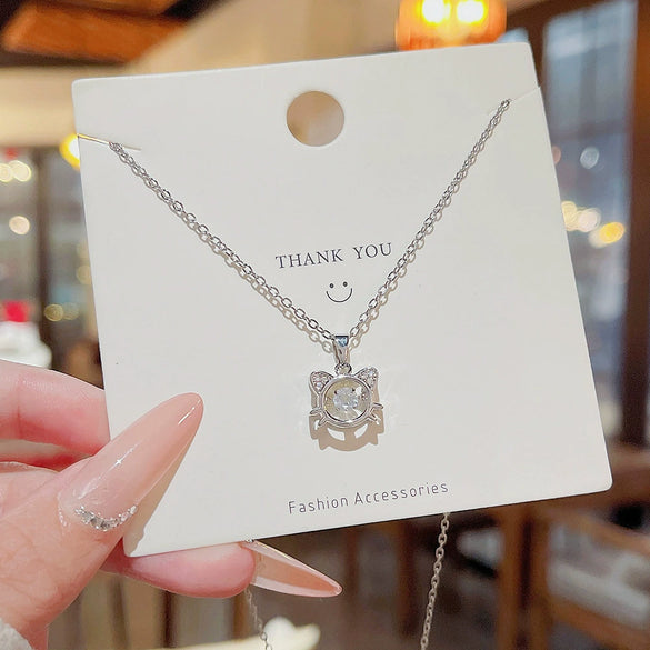Animal Style Titanium Steel Mixed Gemstone Setting Zirconia Beating Heart Pendant Necklace