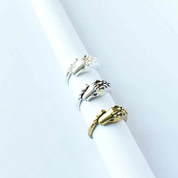 Animal Zodiac Alloy Ring With Cartoon Characters Oil Treated Unisex Jewelry