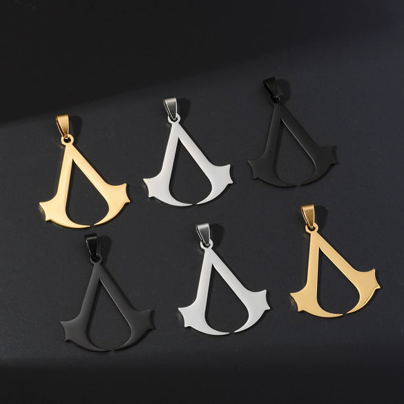 Anime Assassin's Creed Stainless Steel Sickle Military Pendant With Sweater Chain Electroplated