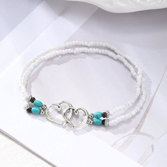 Anklet Alloy Geometric Style For Women With Rice Beads And Pine Stone Inlay