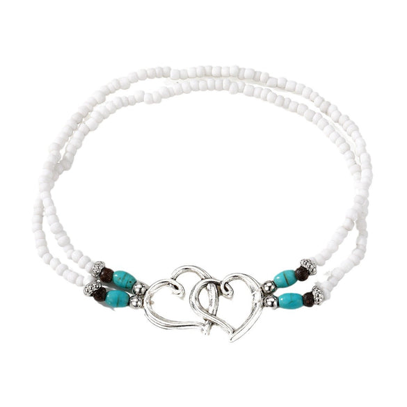 Anklet Alloy Geometric Style For Women With Rice Beads And Pine Stone Inlay