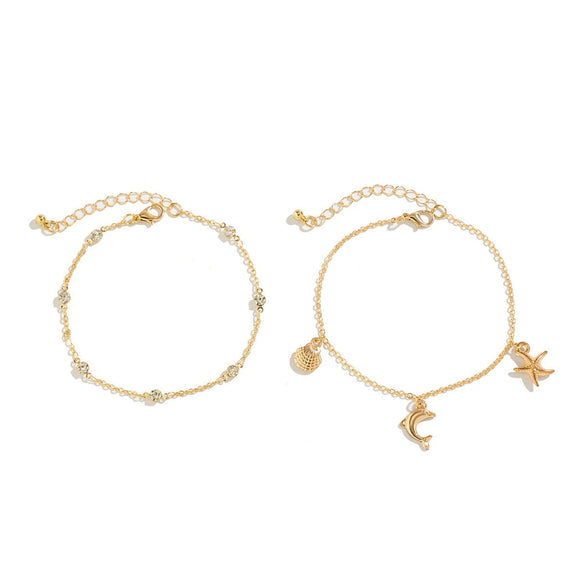 Anklet Alloy Imitation Pearl Star Butterfly Dolphin Animal Zodiac Design For Women