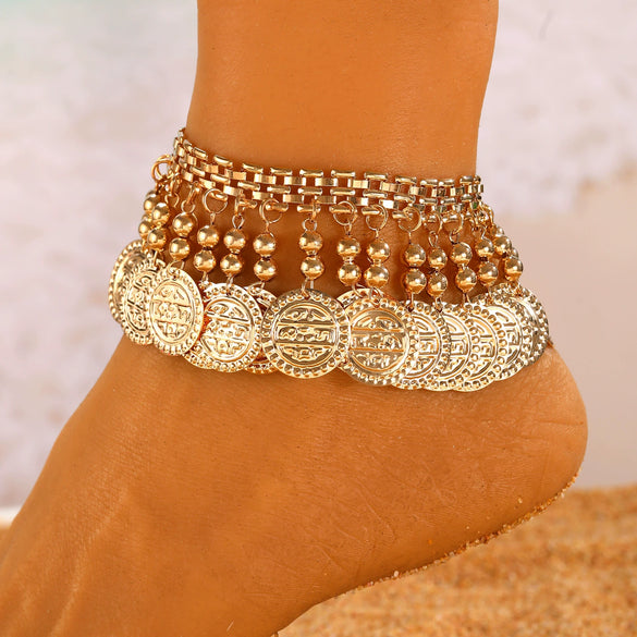 Anklet Alloy Shell Leaves Artificial Gemstones Semiprecious Stones Retro Bohemian Style For Women