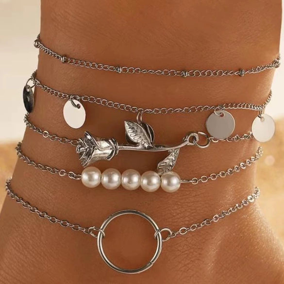 Anklet Alloy With Leaves Rose Pineapple Styling For Women