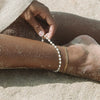 Anklet Glass Pearl Titanium Steel 18K Gold Geometric Style Double Layer